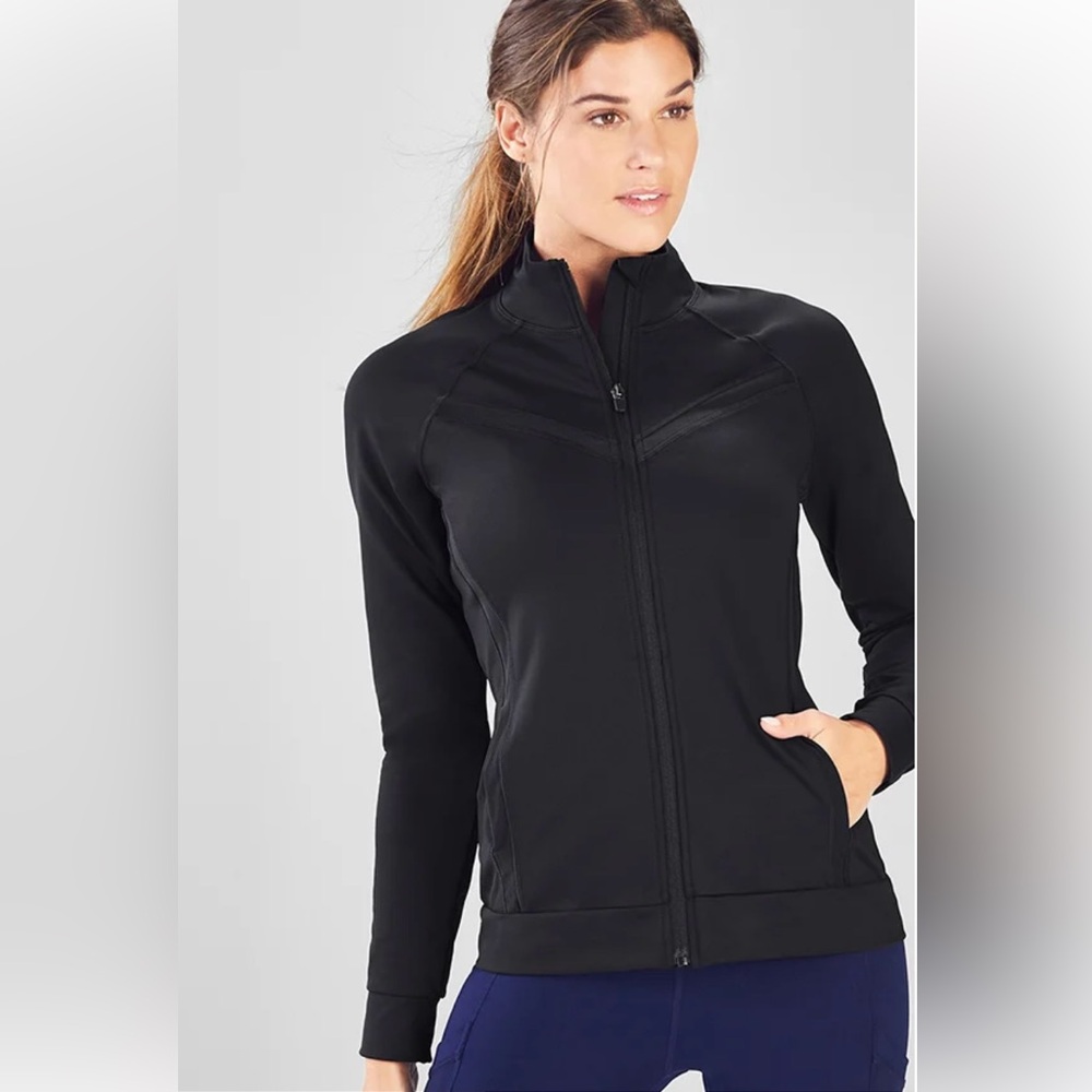 Women’s Black Athletic Zip Jacket Medium Workout Gym Running Fabletics